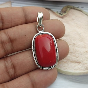 Designer Red Coral Pendant Jewelry, 925 Silver Pendant, Red Gemstone Pendant, Coral Pendant, Red Coral Jewelry, Christmas Gift Jewelry