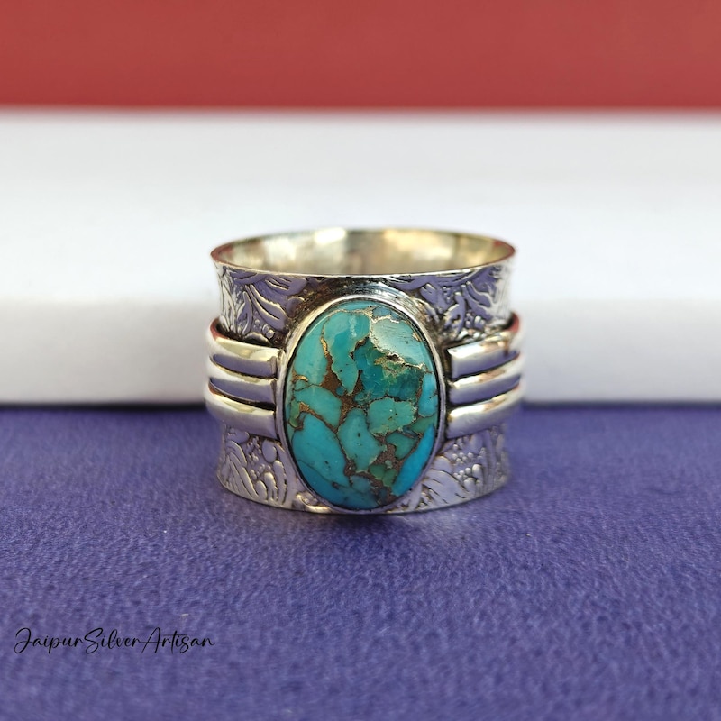Blue Turquoise Slab Ring main image 1