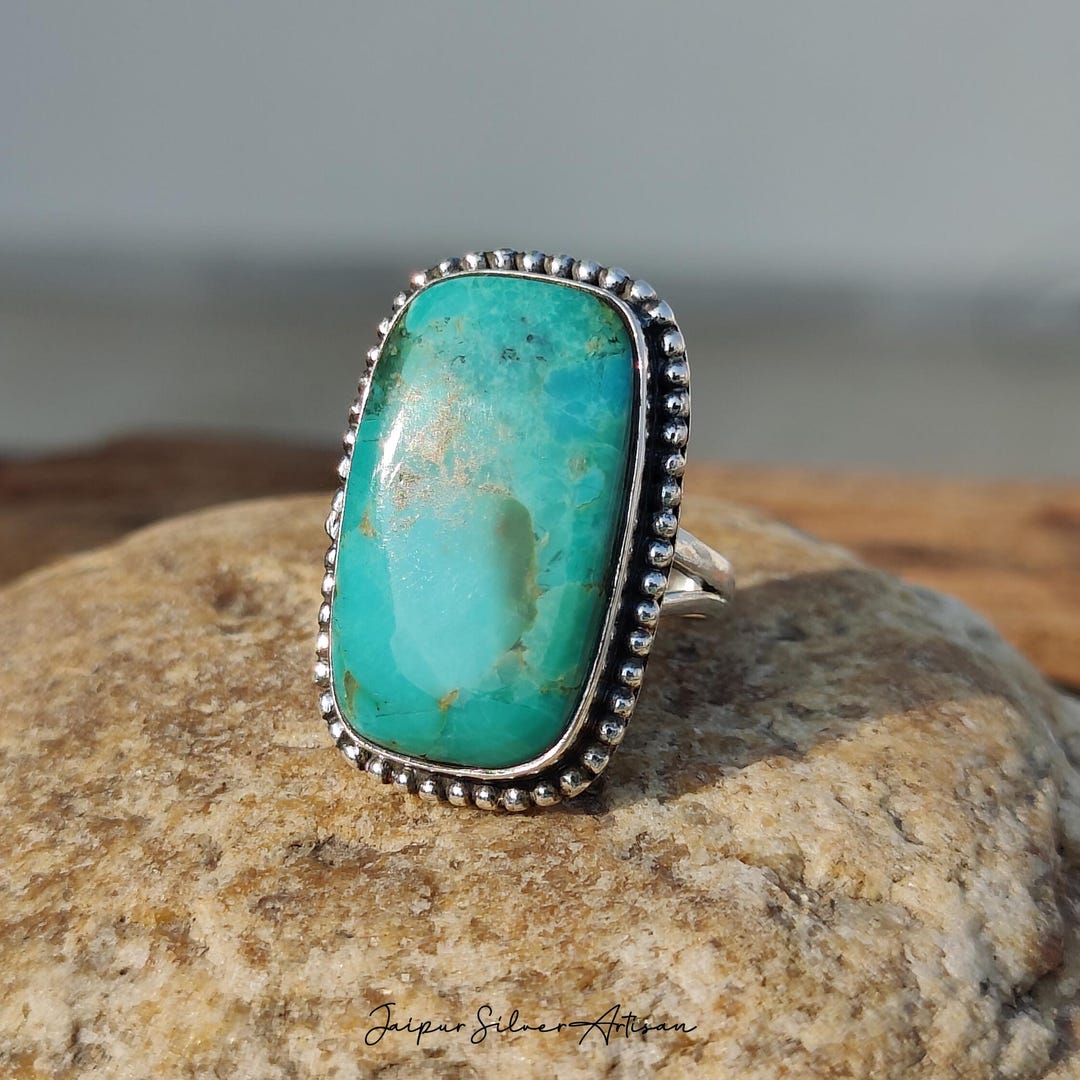 Kingman Turquoise Ring / Handmade 925 Sterling Silver Jewelry ...