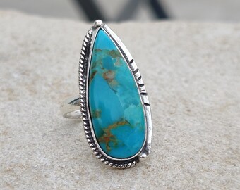 Natural Kingman Turquoise Ring, 925 Sterling Silver Boho Handmade Jewelry, Designer Ring For Women's