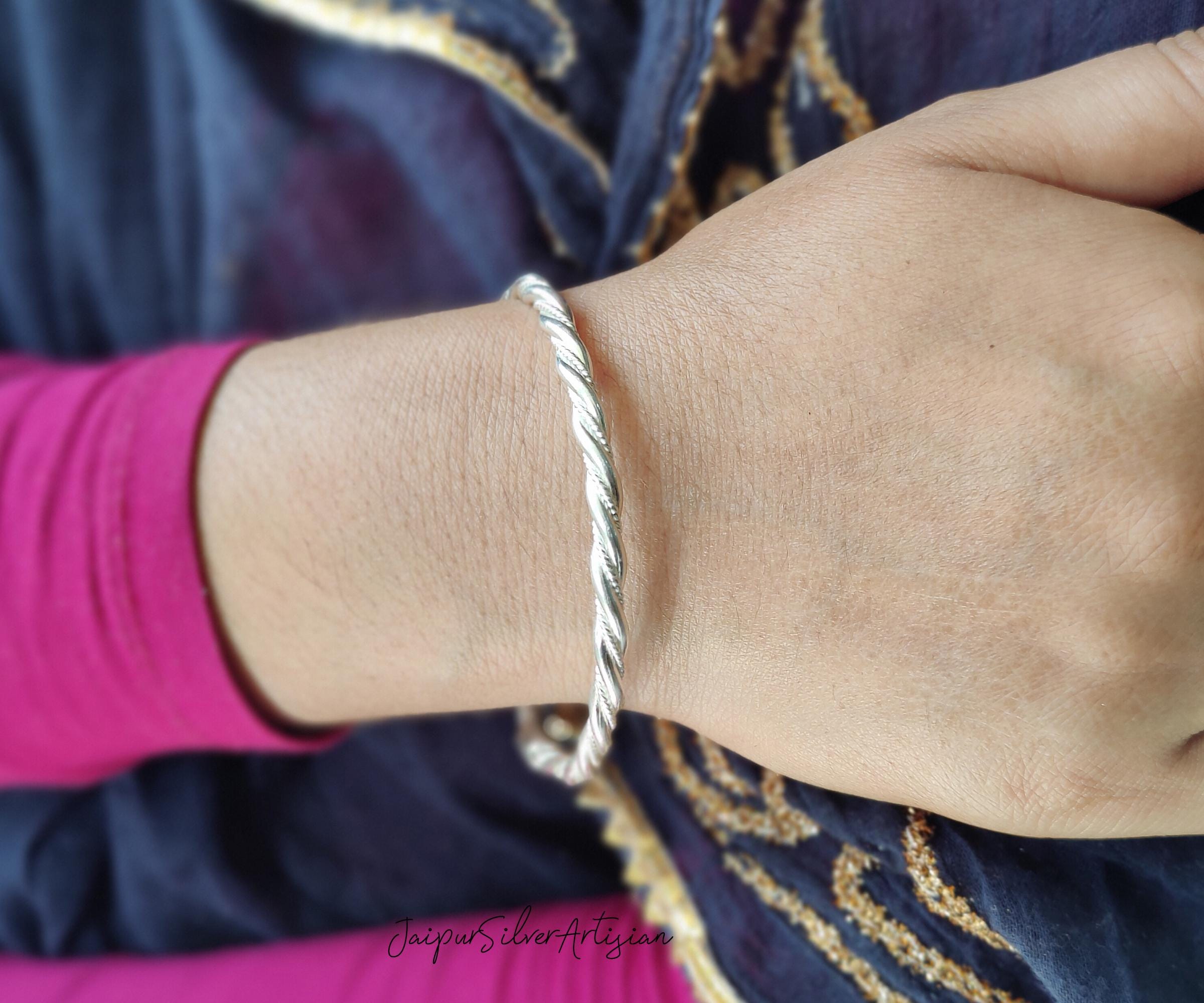 Handcrafted Twisted Sterling Silver Bangle Bracelet - Etsy