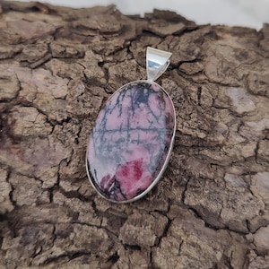 Natural Rhodonite Pendant, 925 Sterling Silver Pendant, Rhodonite Pendant, Handmade Silver Jewelry, Rhodonite Jewelry, Anniversary Gifts,,,