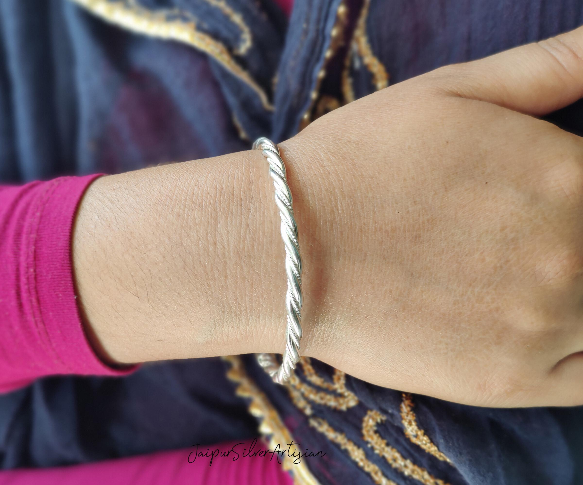 Handcrafted Twisted Sterling Silver Bangle Bracelet - Etsy