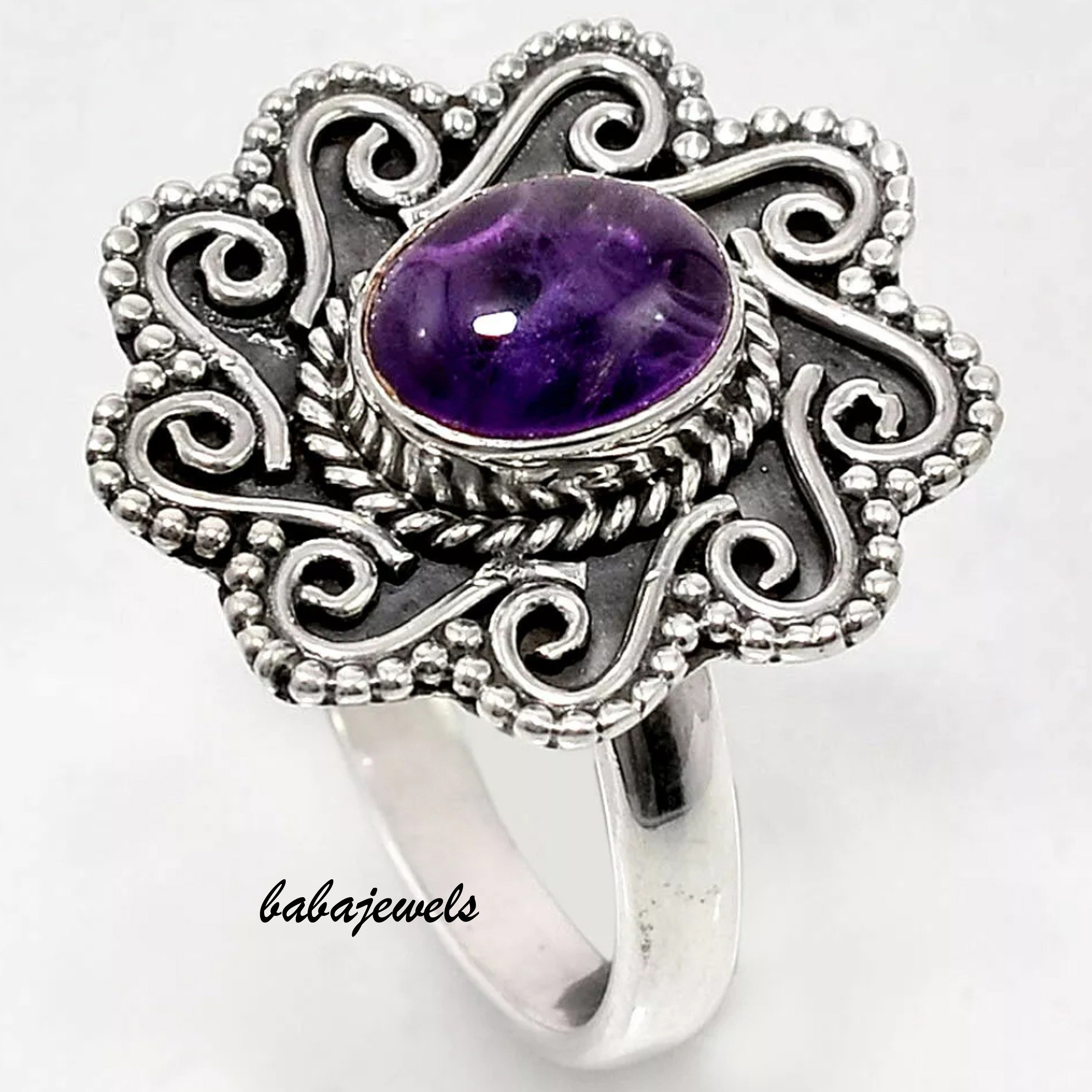 Amethyst Chain Ring (925 Silver) main image 1