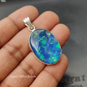 Australian Opal Pendant, 925 Sterling Silver Handmade Pendant, Fire Opal Pendant, Gift For Her, Women Necklace, Australian Opal Jewelry