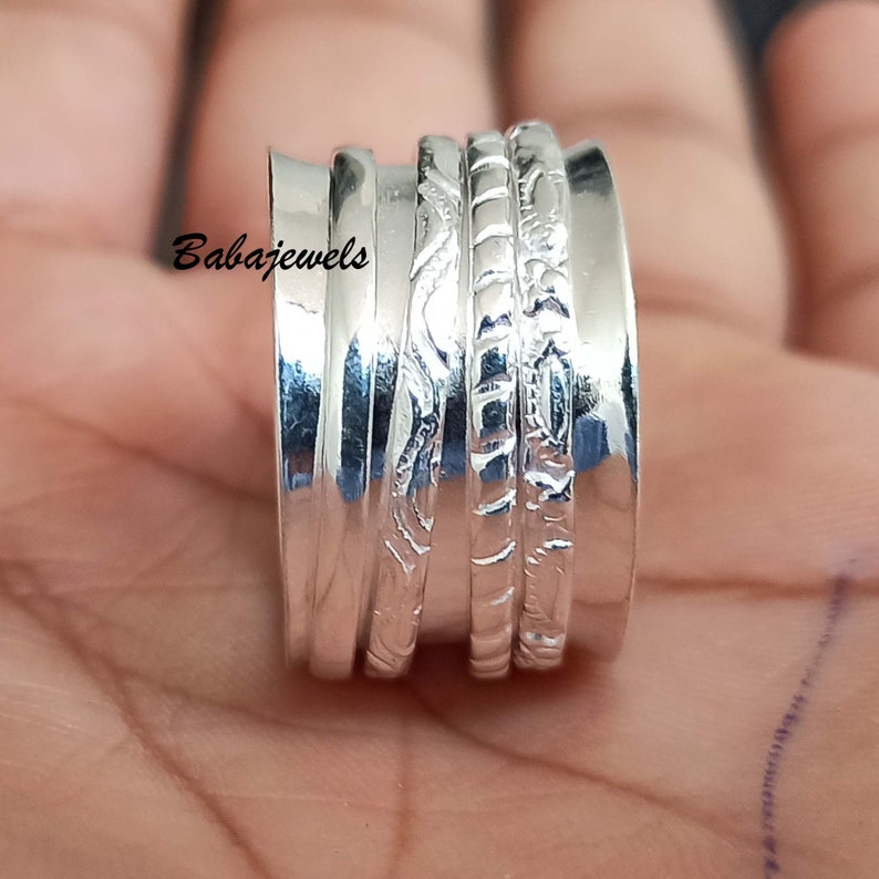 925 Sterling Silver Spinner Ring: Anxiety Fidget Thumb Ring - Etsy