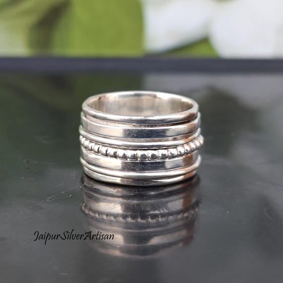 Sterling Silver Spinner Ring: Handmade Anxiety Meditation Jewelry