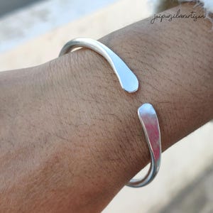 Handcrafted Sterling Silver Bangle: Flat Plain Cuff, Daily Wear
