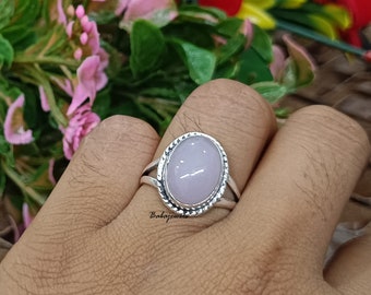 Rose quartz  925 Sterling Silver Ring , Handmade Ring , Statement Ring , Boho Ring ,Natural Rose Quartz Jewelry,  Women Ring, Gift For Her