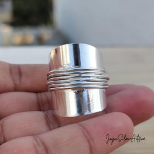 Handmade Sterling Silver Wide Band Ring: Chunky Boho Statement Jewelry ...