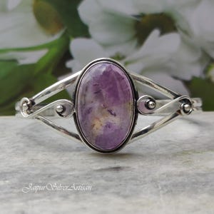 Natural Amethyst Bangle, Sterling Silver Cuff Bangle, Women Bangle, Amethyst Jewelry, Amethyst Bracelet, Delightful Halloween Gift Jewelry