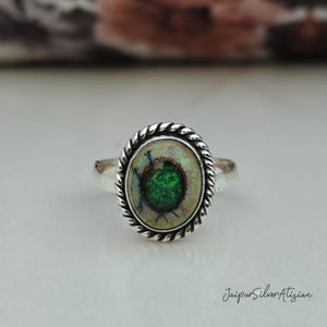 Monarch Opal Ring | Silver Ring | Multi Color Monarch Opal Ring | Bohemian Ring | Trending Stone Ring | Birthstone Ring | Women Gift Bangle