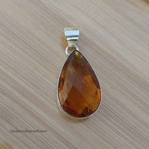 Yellow Citrine Pendant, Sterling Silver Pendant, Handmade Jewelry, Citrine Gemstone Jewelry, Bohemian Dainty Pendant Gift For Wife Mom Gf