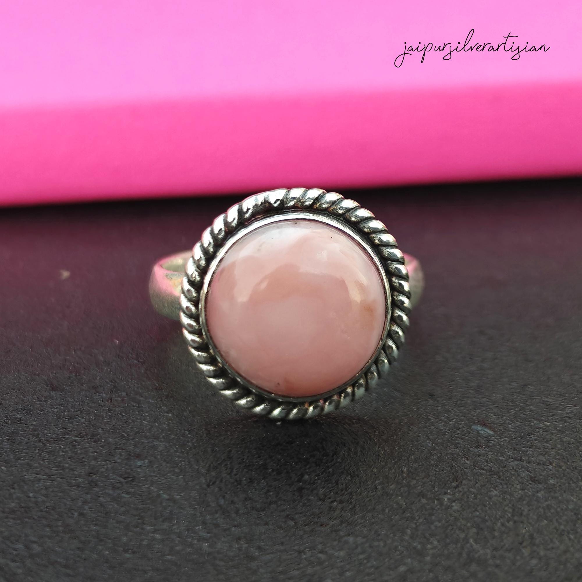 Pink Opal Ring* Dainty Ring* 925 Sterling Ring* Beautiful Pink Opal Ring* Women Ring* Silver Band Ring* Boho Ring* Anniversary Gift Ring