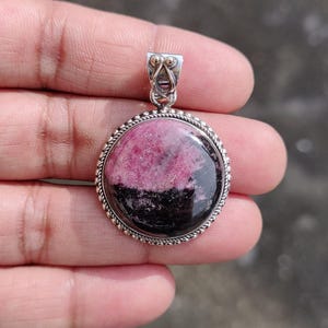 Rhodonite Pendant 925 Sterling Silver Pendant Gemstone Pendant Handmade Pendant Rhodonite Jewelry Women Pendant Beautiful Gift Necklace