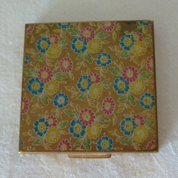 Jolie Zenette Compact vintage avec des fleurs colorées