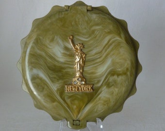 Groot compact celluloid marmer - Souvenir of New York - Vrijheidsbeeld