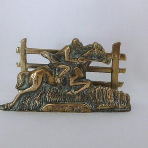Vintage Brass Letter Rack with Horse and Rider