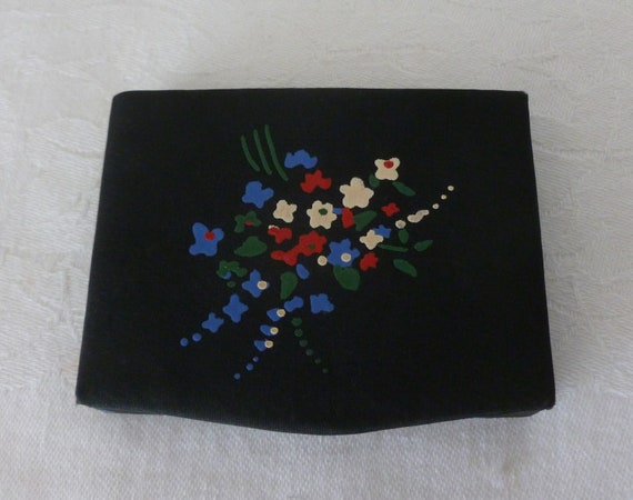 Very Pretty Vintage Fabric Powder Compact with Colour… - Gem