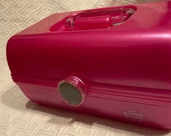 Vintage Caboodles Cosmetic Case, Hot Pink, 1980s Caboodles, Make