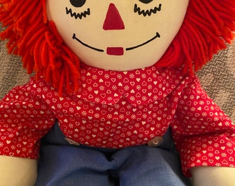 Vintage! Raggedy Andy Doll w/Adorable Hearts Shirt!