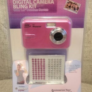 Pink Vintage Digital Camera/Megapixel in Original Packaging! Bling Kit!
