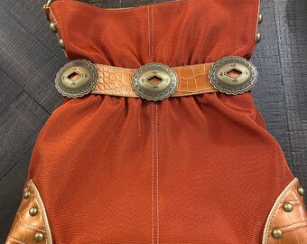 Kathy Van Zeeland Purse With Copper Studs/burnt Orange Purse  display picture 3