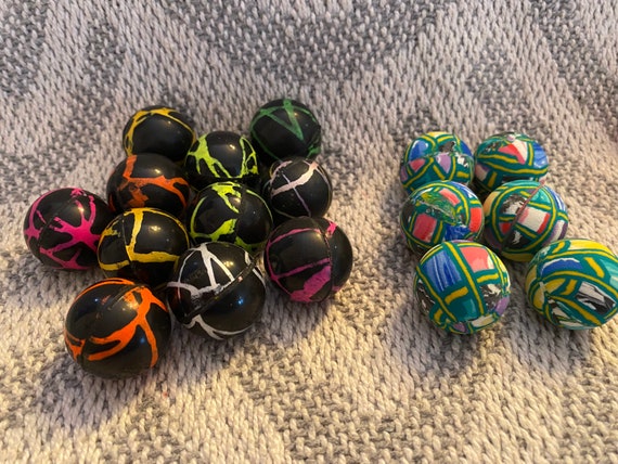 Vintage Bouncy Balls Back Splatter Paint Balls Retro Balls 