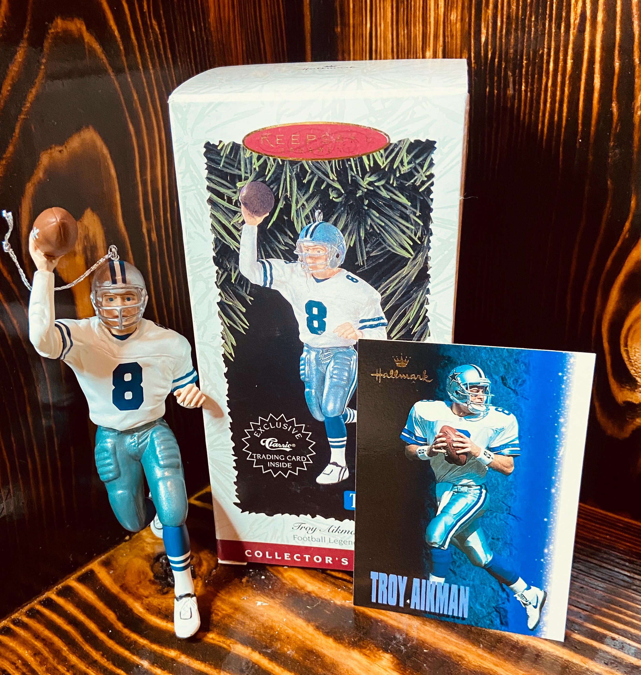 Vintage 1996 Troy Aikman Hallmark Collectible Set! Ornament and