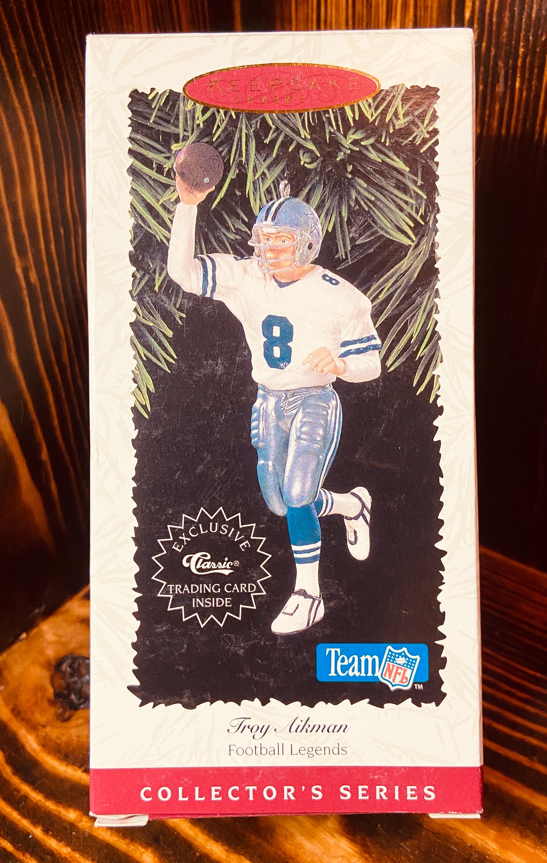 Vintage 1996 Troy Aikman Hallmark Collectible Set! Ornament and