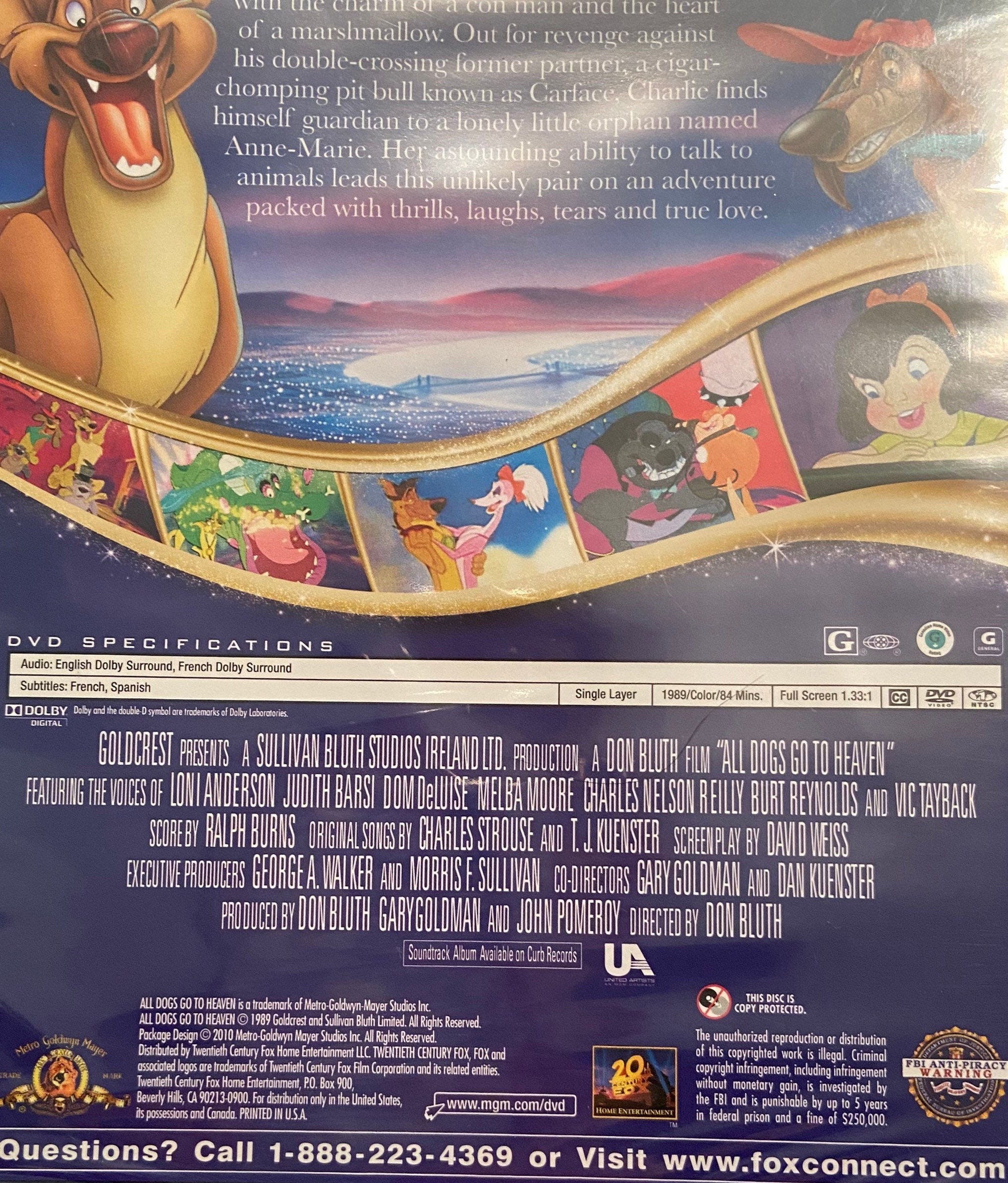 All Dogs Go To Heaven DVD 2010 MGM 20th Century Fox Film New Animated Movie