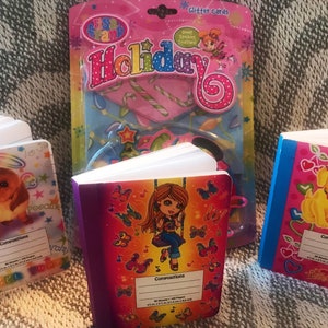 Oh So Vintage! Lisa Frank! Notepad/Unopened Holiday Cards/3 Mini Composition Notebooks!