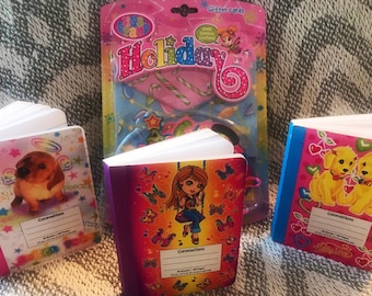 Oh So Vintage! Lisa Frank! Notepad/Unopened Holiday Cards/3 Mini Composition Notebooks!