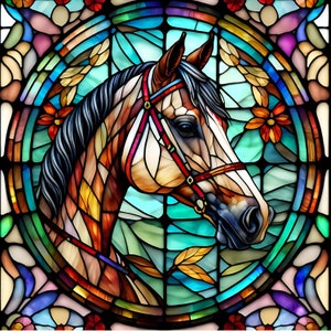 Horse Stained glass horse PNG- Sublimation design- Free bonus PNG