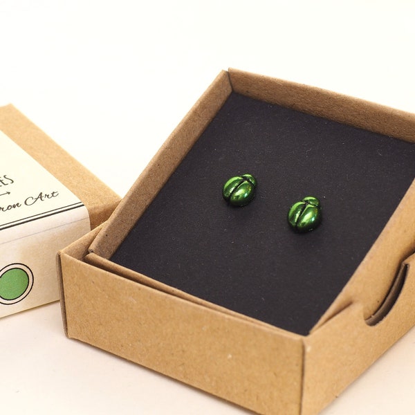 Green Beetle Stud Earrings, Bug Lovers, Entomology Gifts, Unique Jewellery, Beetles and Bugs, Nature Lovers Gifts, Bug Gifts, Bug Earrings