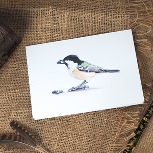 Cartão de saudações em aquarela A6 em branco com design de pássaros de jardim, vida selvagem britânica, pássaros de jardim, cartões de natureza, amantes de animais, arte e ilustração