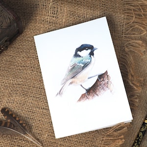 Coal Tit Bird Design Blank A6 Aquarel Greetings Card, British Wildlife, Garden Bird, Nature Cards, Animal Lovers, Art & Illustration