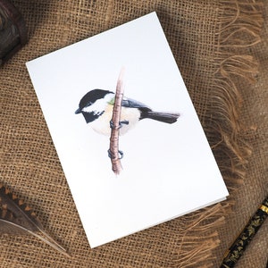 Carbón teta pájaro diseño blanco A6 acuarela tarjeta de saludos, vida silvestre británica, pájaro jardín, tarjetas de la naturaleza, amantes de los animales, arte & ilustración