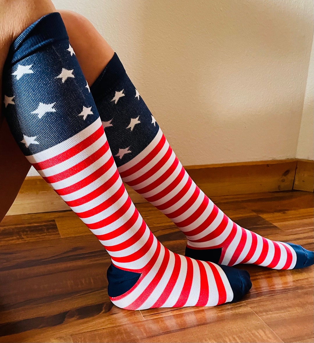 American Flag Kneehigh Socks Etsy