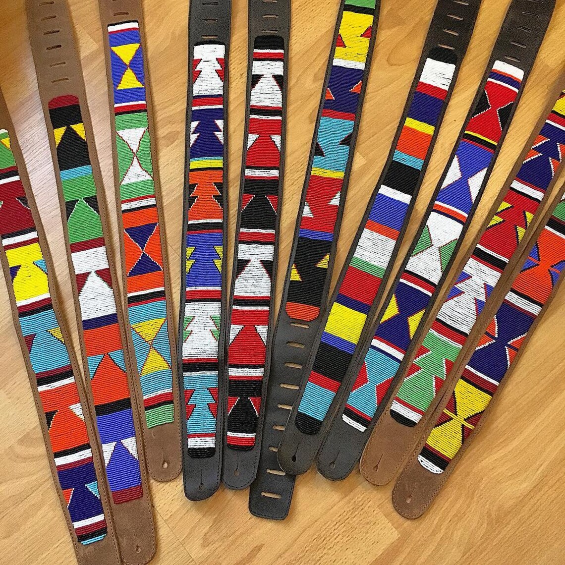 Leather Guitar Strap, Custom Handmade Beaded Guitar Strap, Personalized