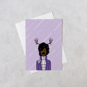 Prinz Weihnachtskarte | Lila Regen / Rentier | Digitaler Download