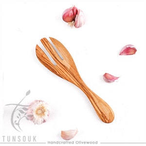 Cooking FORK Handmade from Olive Wood | | Non-Scratch, Odor-Resistant Utensils for Cooking, Serving, | Gift ideas | FREE Beeswax