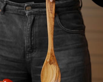 Rustic Spork Handcrafted Olive Wood Pasta Fork | Wooden Spaghetti Server | Natural ...