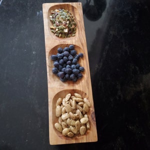 Olive Wood Trio Serving Tray / Trio Appetizer Platter