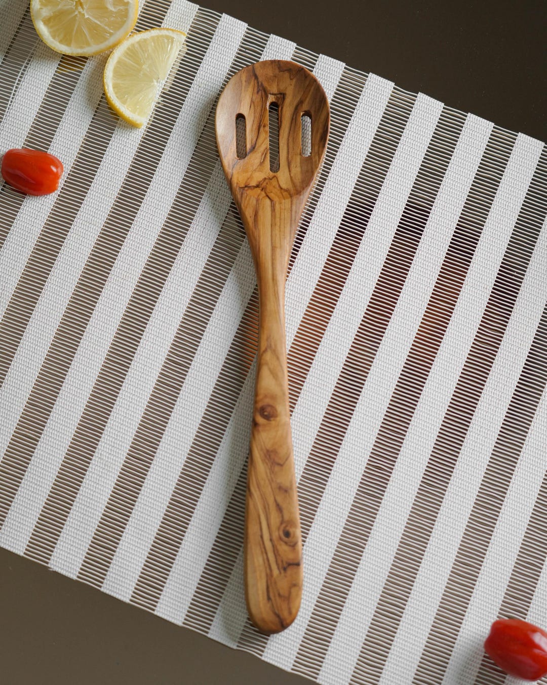 Rustic Plastic Spoon Handmade Olive Wood Slotted Spoon | Rustic Kitchen Utensil - Etsy