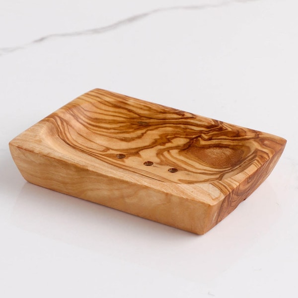 Handcrafted Olive Wood Soap Dish | Wooden Soap Holder and Saver | Perfect Addition to Your Christmas Gift Basket