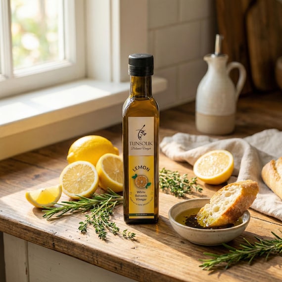 Lemon White Balsamic Vinegar, Zesty Citrus Infused Vinegar, Lemon Salad  Dressing, Seafood Marinade, Gourmet Food Gift 250ml