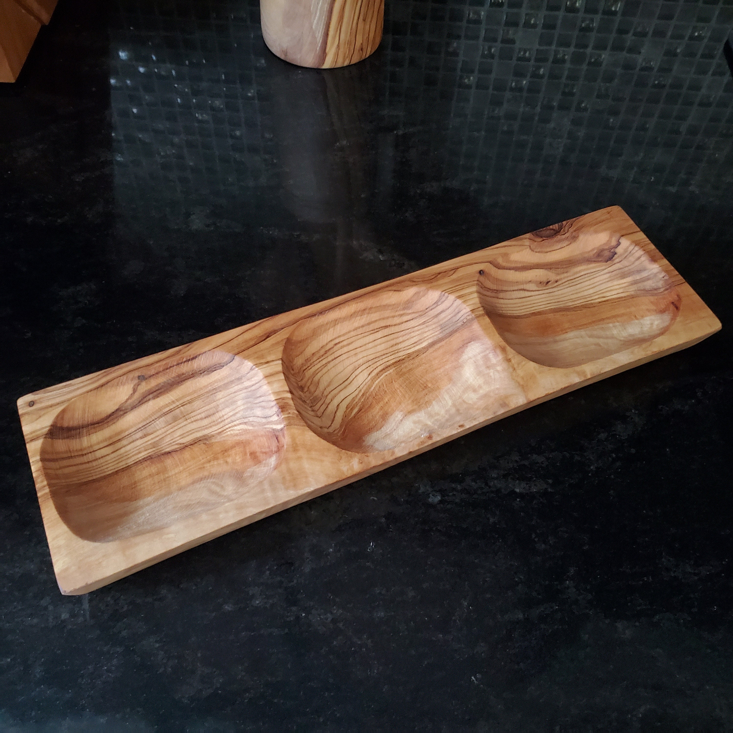 Olive Wood Trio Serving Tray / Trio Appetizer Platter Etsy