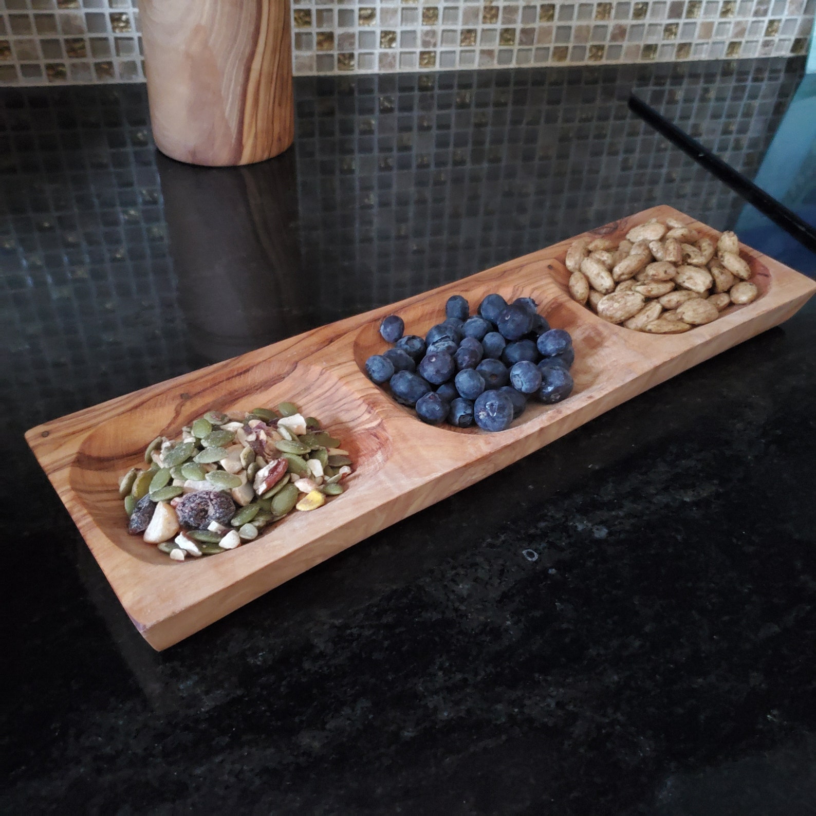 Olive Wood Trio Serving Tray / Trio Appetizer Platter Etsy