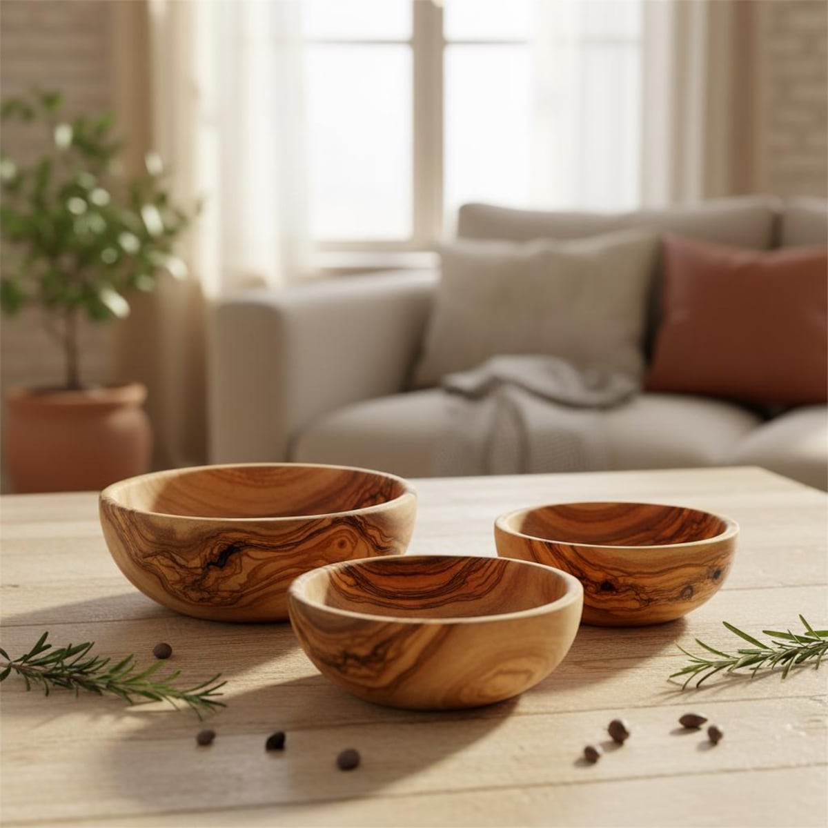 3 Handcrafted Olive Wood Bowls, Professionally Carved Snack and Serving Bowl, Olive Oil Finish | Black Friday Discount - Etsy